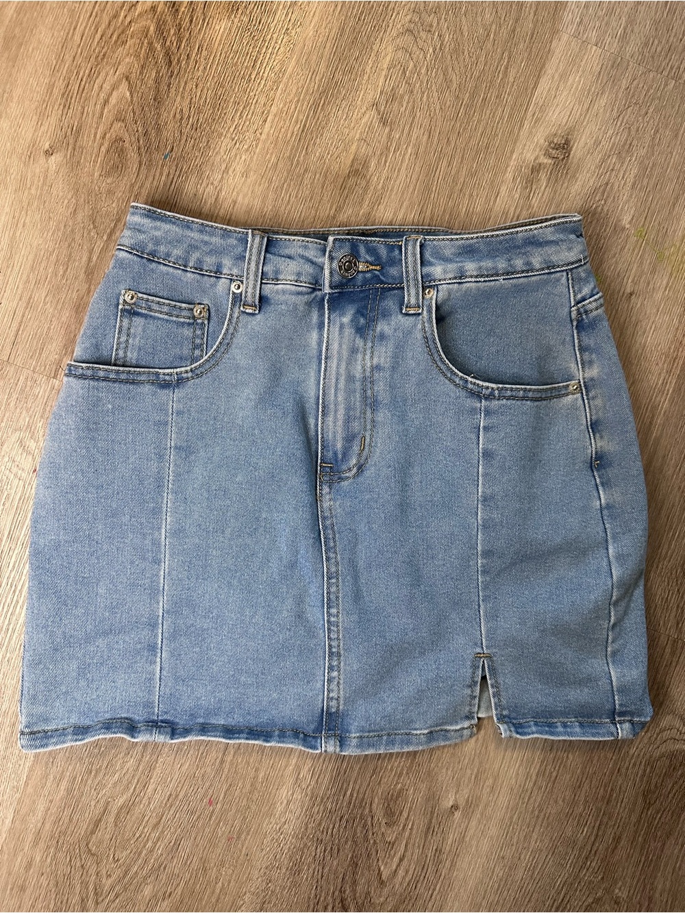 Classic Light Blue Denim Mini Skirt
